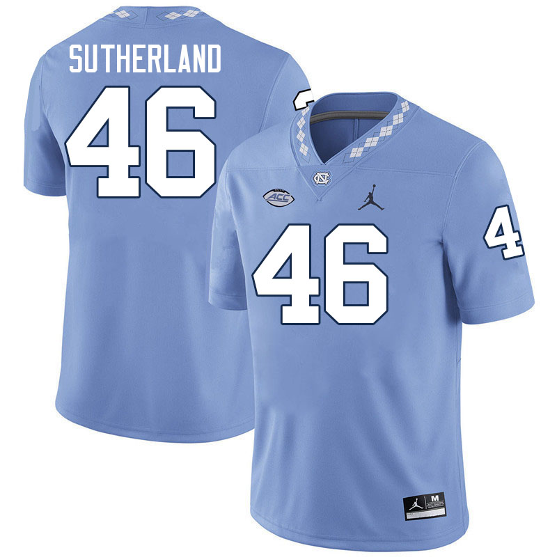 #46 Bill Sutherland North Carolina Tar Heels Jerseys,Apparels,Uniforms Stitched-Carolina Blue